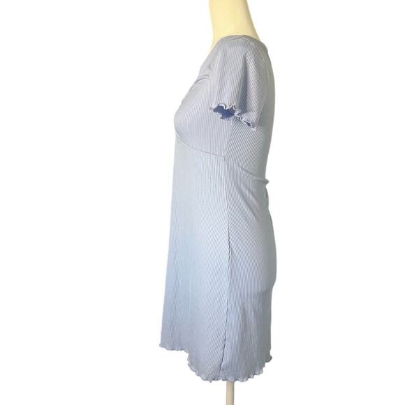 Pink Rose Woman's Light Blue Ribbed Cinched Front Short Sleeve Mini Dress-Size M - Picture 2 of 9